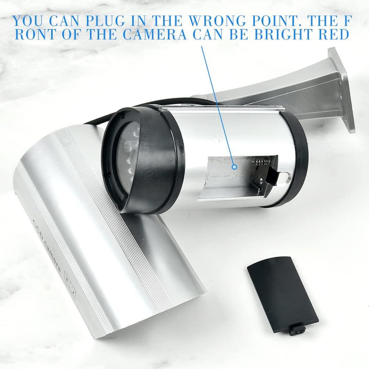 2 Stück Kamera Atrappe Aussen mit LED-Licht, Fake Kamera Überwachungskamera Attrappe, Dummy Kamera K