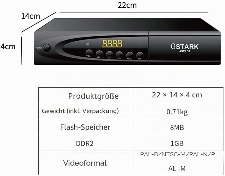 Ostark AS2X CA Digitaler Satellitenreceiver FTA DVB S2 S S2X DVBS2 HDMI FHD 1080P FTA H265 USB WiFi