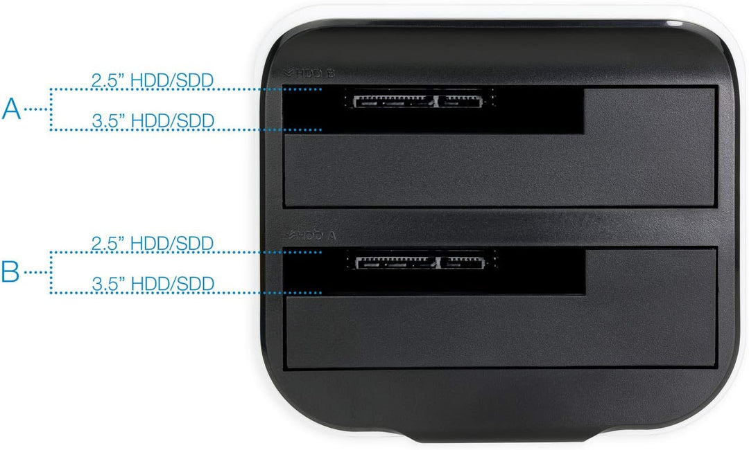 TooQ TQDS-802BW - Dockingstation Anschlussbasis mit doppeltem SATA Schacht für 2,5 und 3,5 Zoll Lauf