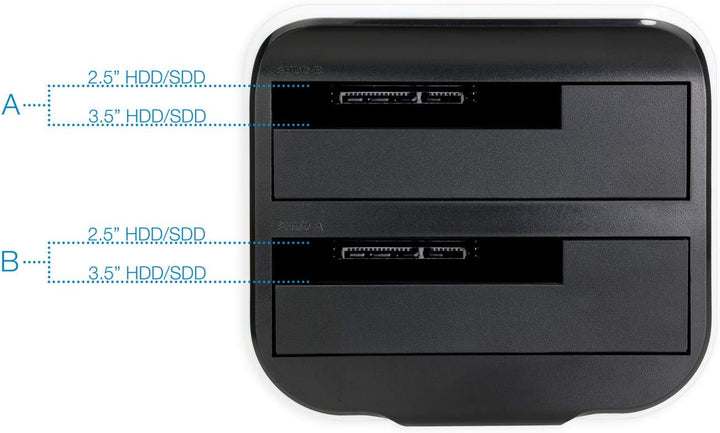 TooQ TQDS-802BW - Dockingstation Anschlussbasis mit doppeltem SATA Schacht für 2,5 und 3,5 Zoll Lauf