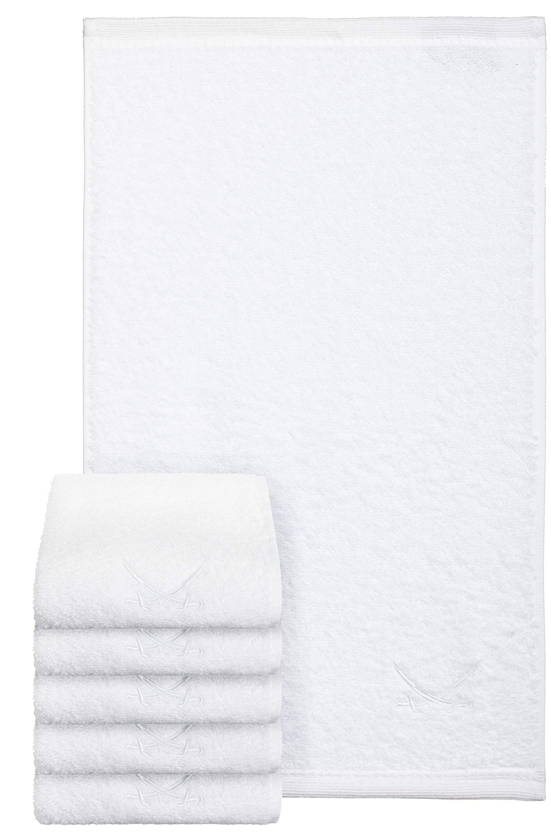 Sansibar Gästehandtuch 6er Set 30x50 cm 100% Baumwolle mit gesticktem Säbel Logo Set Handtuch Seiftu