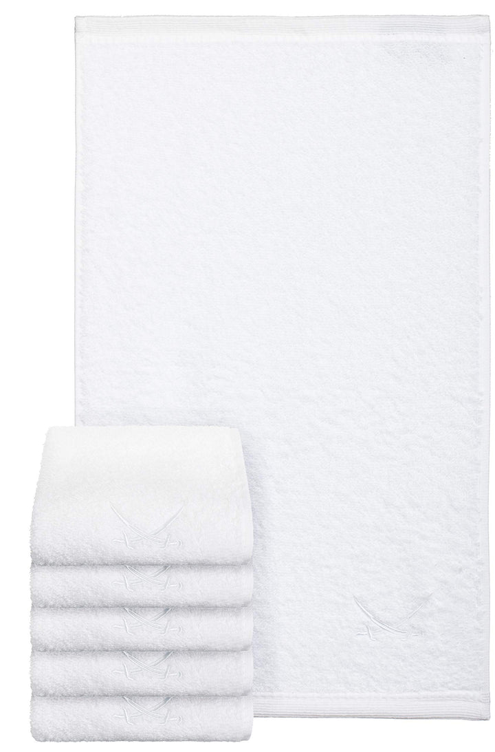 Sansibar Gästehandtuch 6er Set 30x50 cm 100% Baumwolle mit gesticktem Säbel Logo Set Handtuch Seiftu