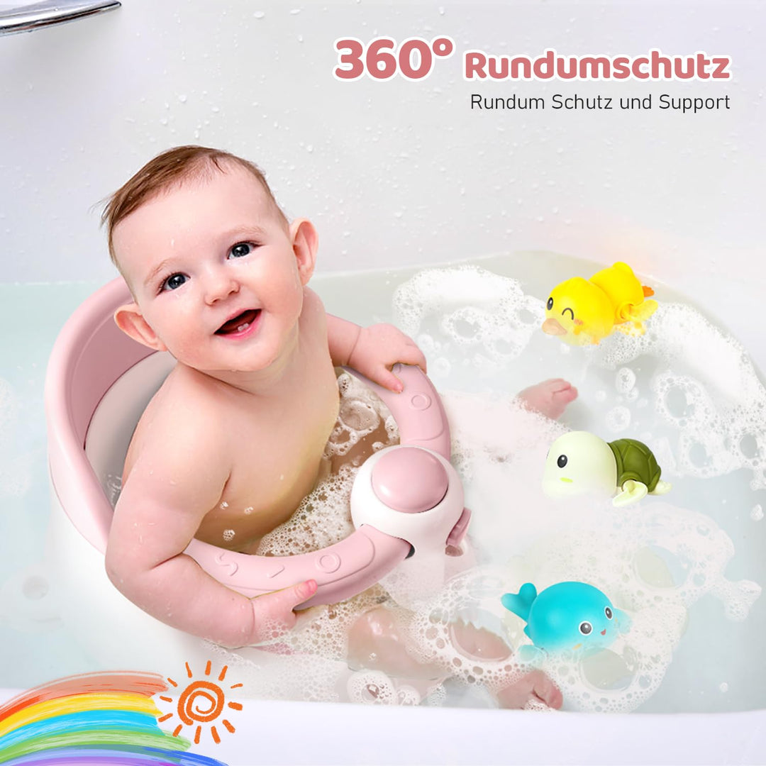 Baby Badesitz - Badewannensitz ab 6 bis 24 monate - Badewannen mit 4-starken Saugnäpfen und 360° Run