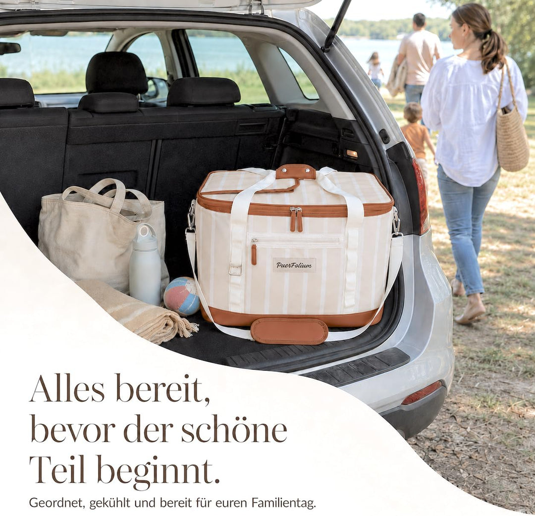 Kühltasche Gross 45 L Faltbar Wasserdicht Kühlbox Cooler Bag für Picknick Strand Camping Auto Einkau