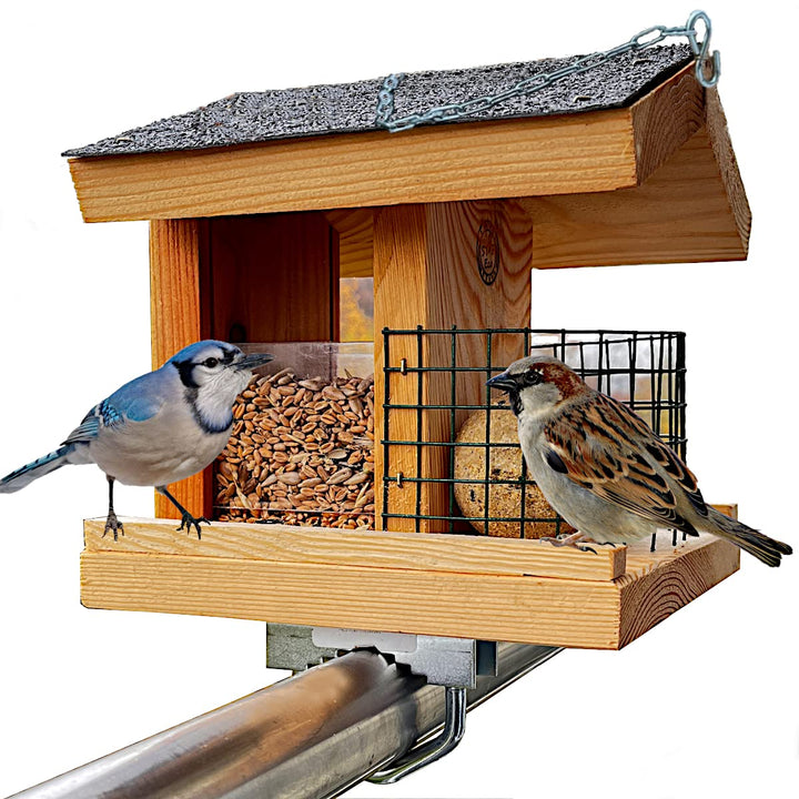 STAFECO® Vogelfutterhaus für Balkon oder zum Aufhängen wetterfest Futterhaus Handarbeit aus Natur Ho