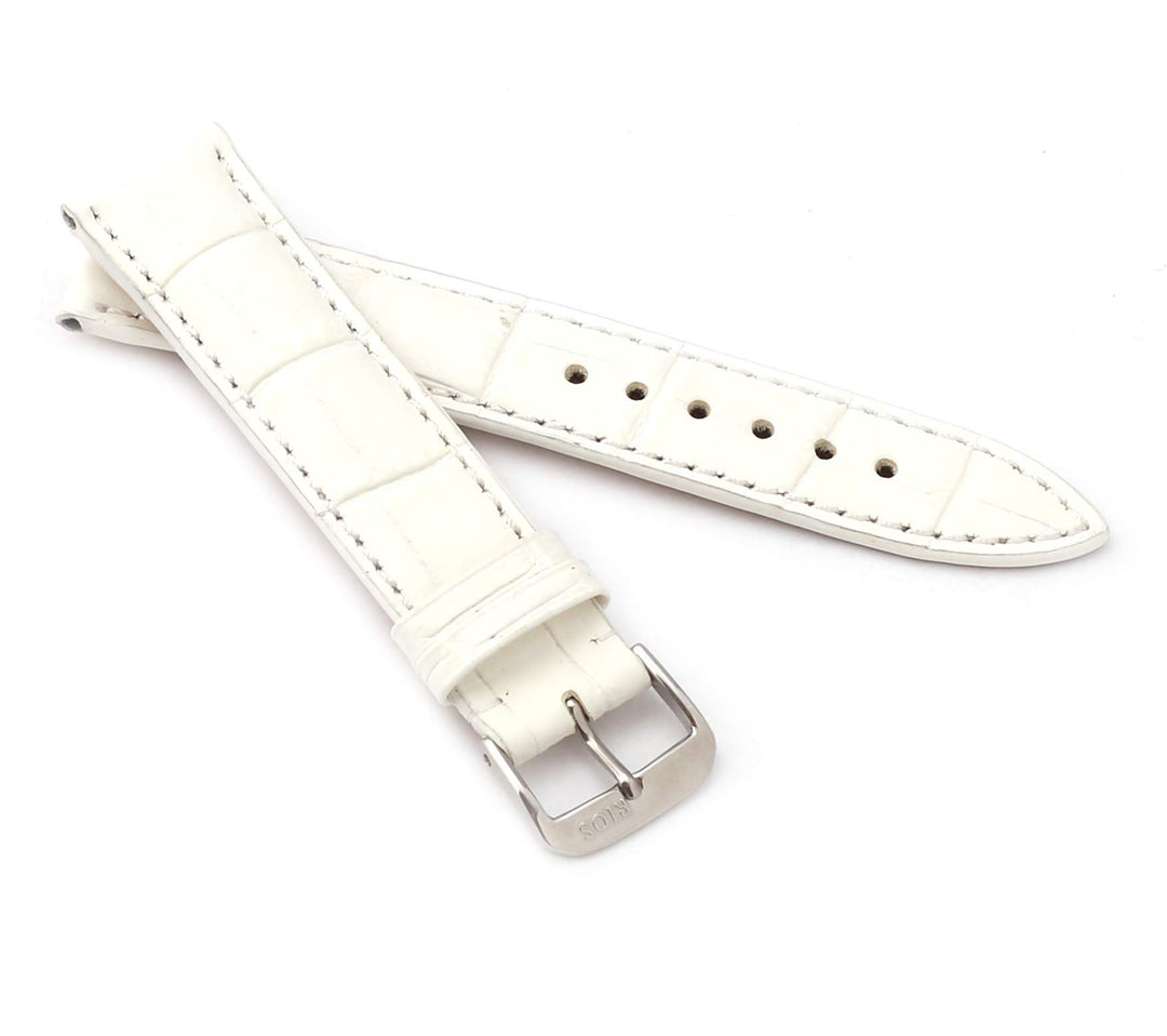 RIOS1931 Unisex Uhrenarmband Alligator Style Modell Louisiana 18 mm Weiss, Weiss