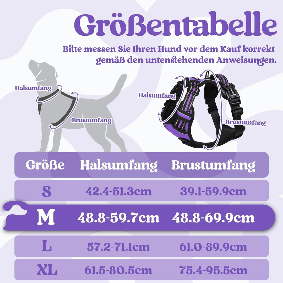 rabbitgoo Hundegeschirr Mittelgrosse Hunde, Verstellbare Geschirr Hund ohne Zug & Würgen, Anti Zug H