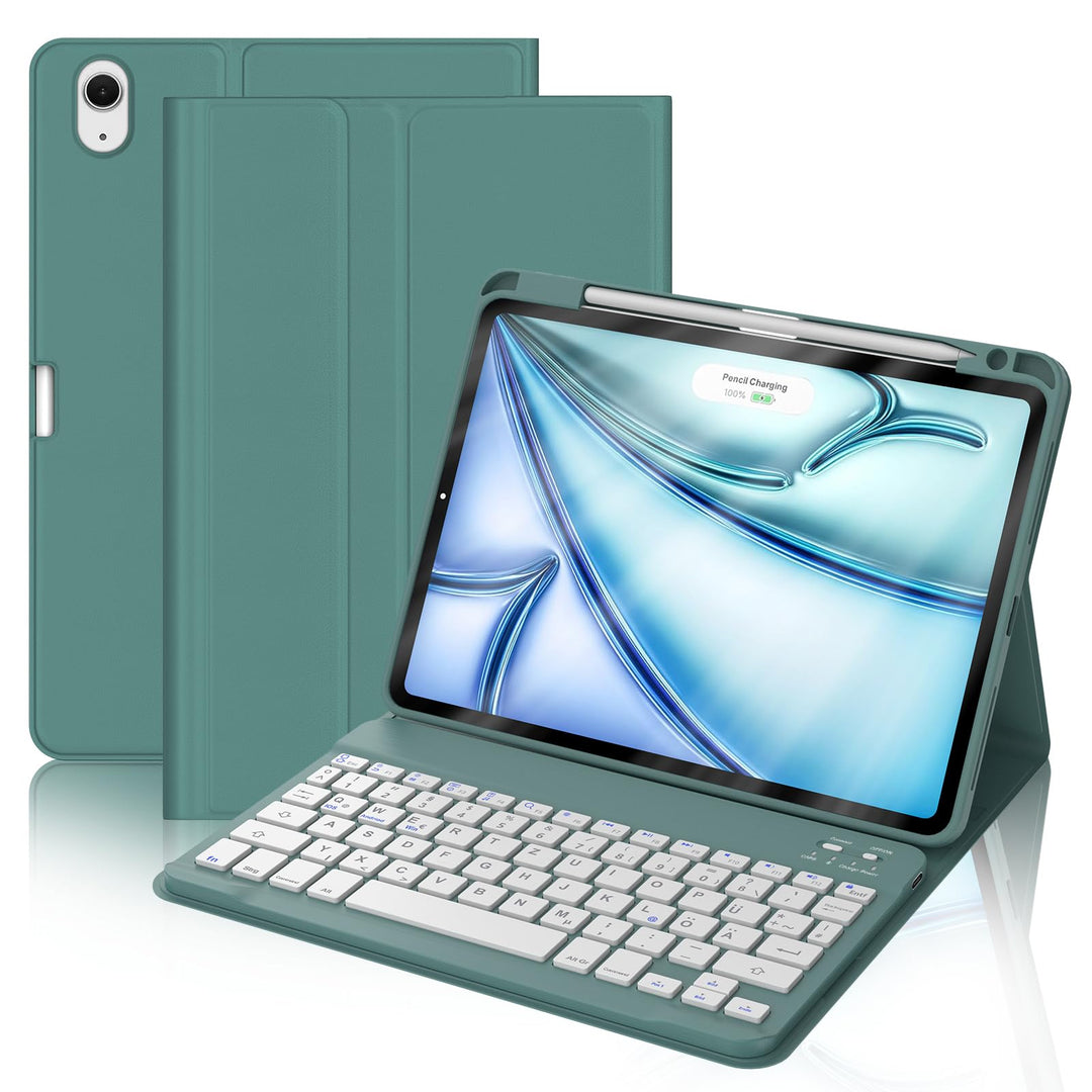 Tastatur Hülle für iPad Air 11 Zoll (M3/M2) - Soft TPU Rückseite Gehäuse Schutzhülle mit Pencil Halt