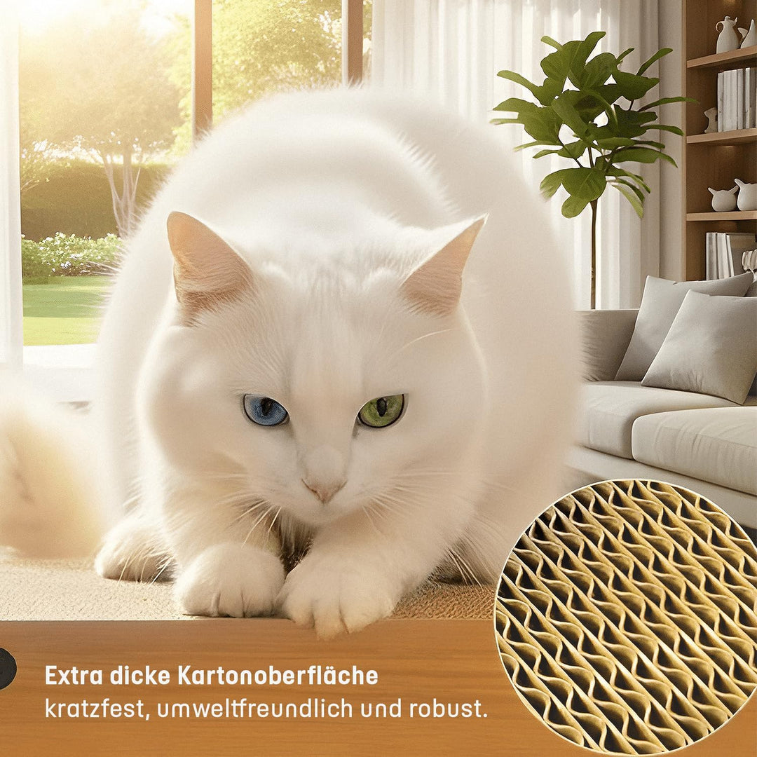 ROXLIN Katzen TV-Möbel, Holzdesign in Gelb, Kratzfläche mit Katzenhöhlen, Modernes Katzenspielzeug f