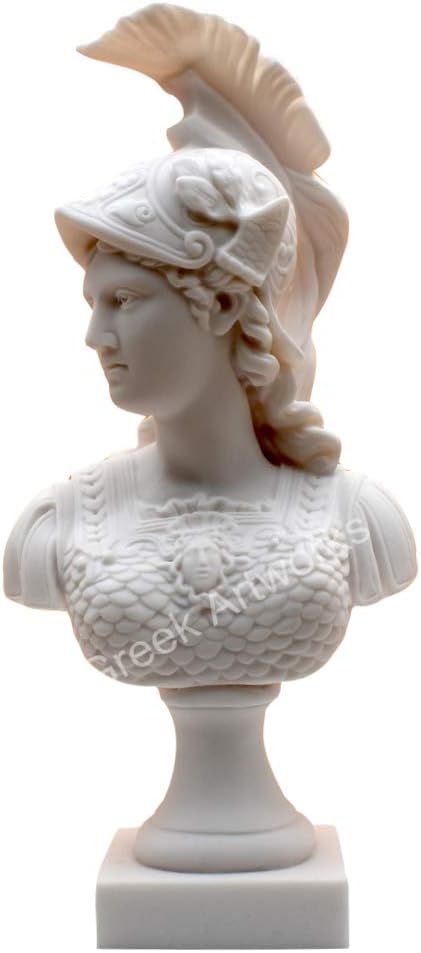 Athena Minerva Büste Kopf griechische römische Göttin gegossene Marmor-Skulptur 37 cm