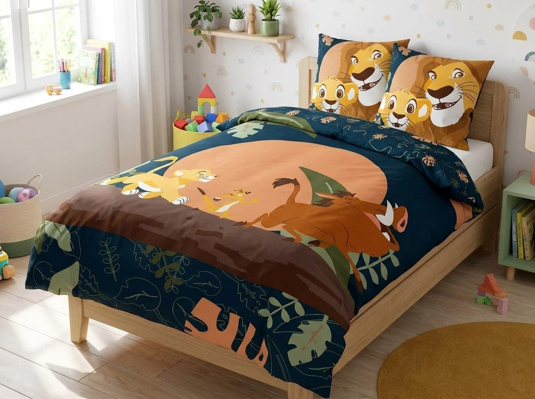 Disney König der Löwen Kinder Bettwäsche Set 2-teilig – Simba, Timon & Pumbaa – Mikrofaser/Baumwoll-
