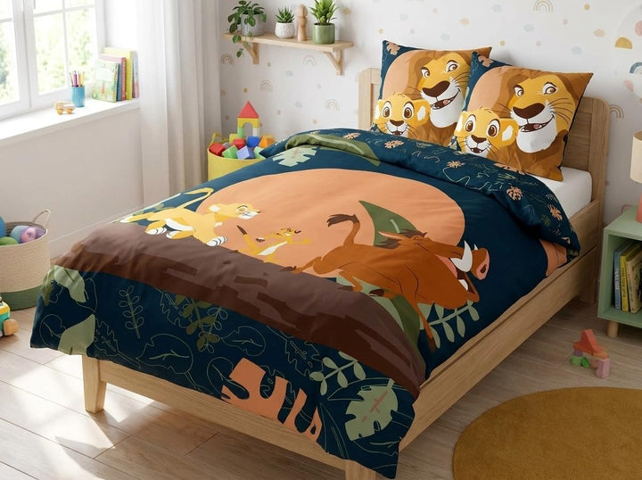 Disney König der Löwen Kinder Bettwäsche Set 2-teilig – Simba, Timon & Pumbaa – Mikrofaser/Baumwoll-