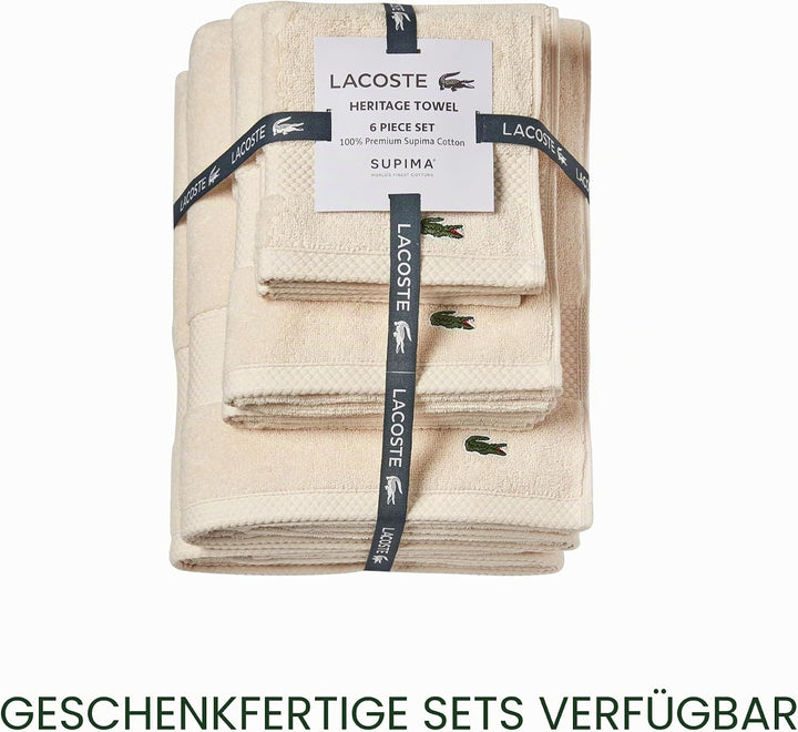 Lacoste Heritage Supima Badetuch, Baumwolle, Kreide, 88,9 x 177,8 cm, Kreide