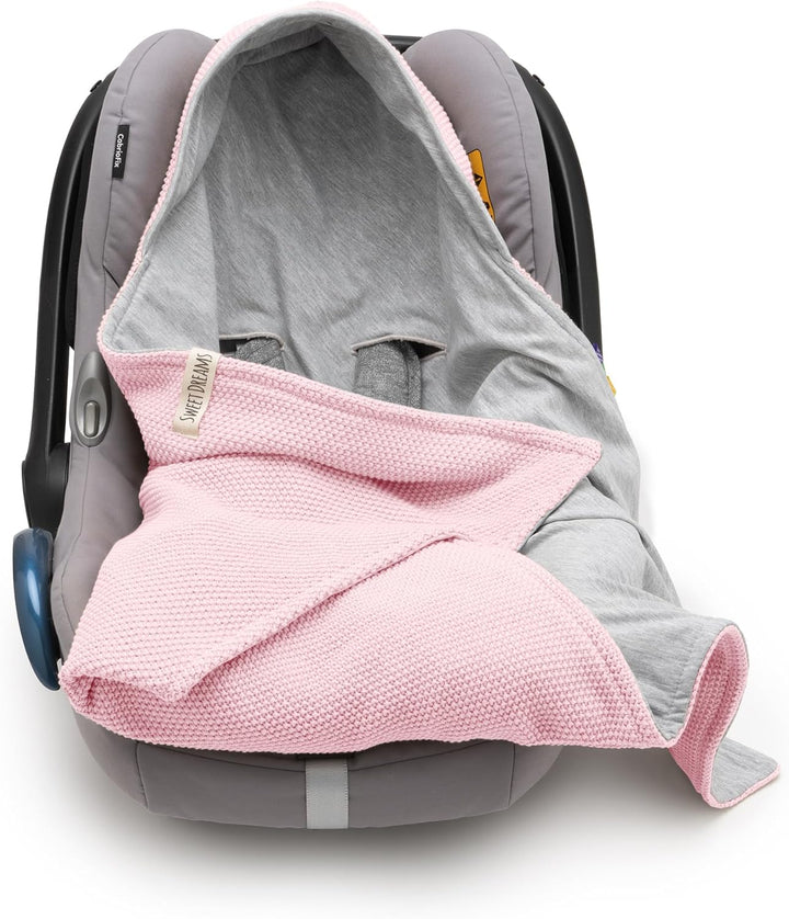 Mikos® Einschlagdecke Babyschale Herbst Winter GOTS zert. 100% Bio Baumwolle Strickdecke Baumwolldec