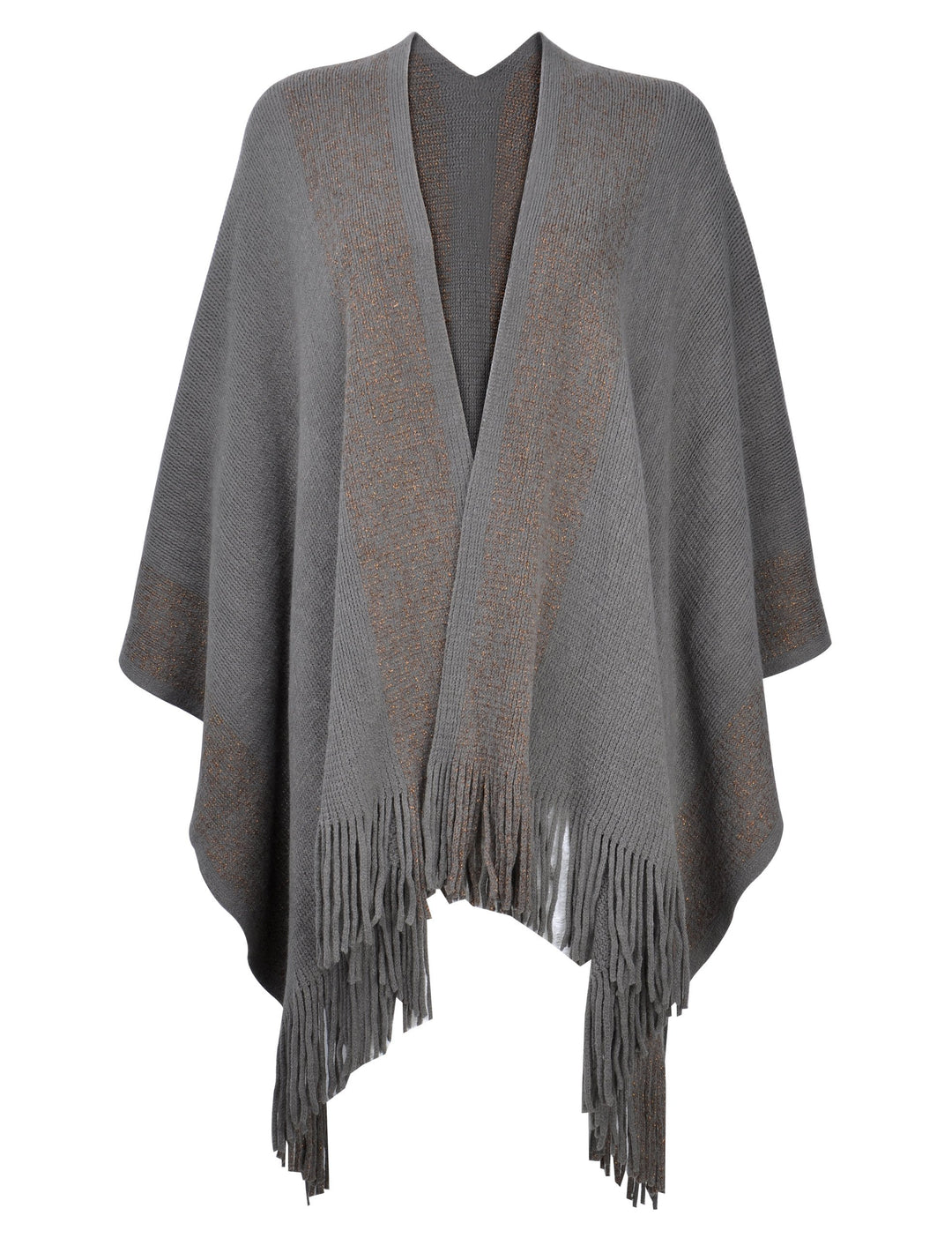 ZLYC Damen Weiche Schlichte Poncho Capes Retro Cardigans Pullover Grau, Grau