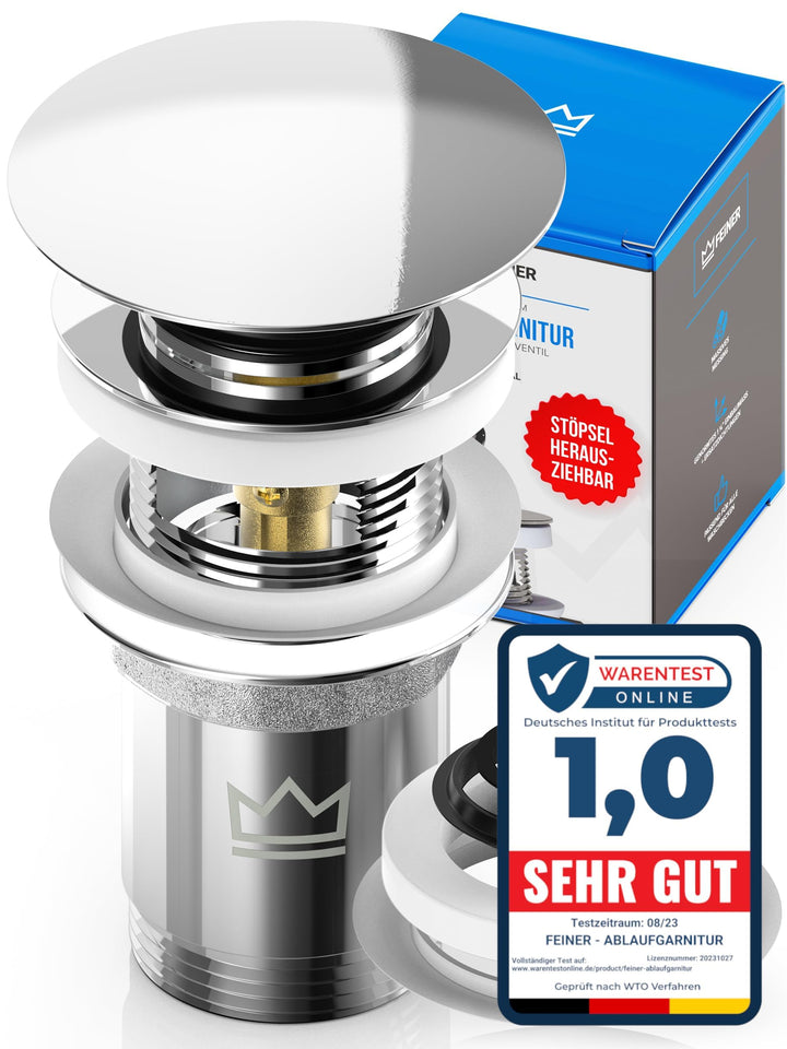 FEINER® Universal Waschbecken Ablaufgarnitur für Waschbecken & Waschtisch Aller Art MIT Überlauf, St