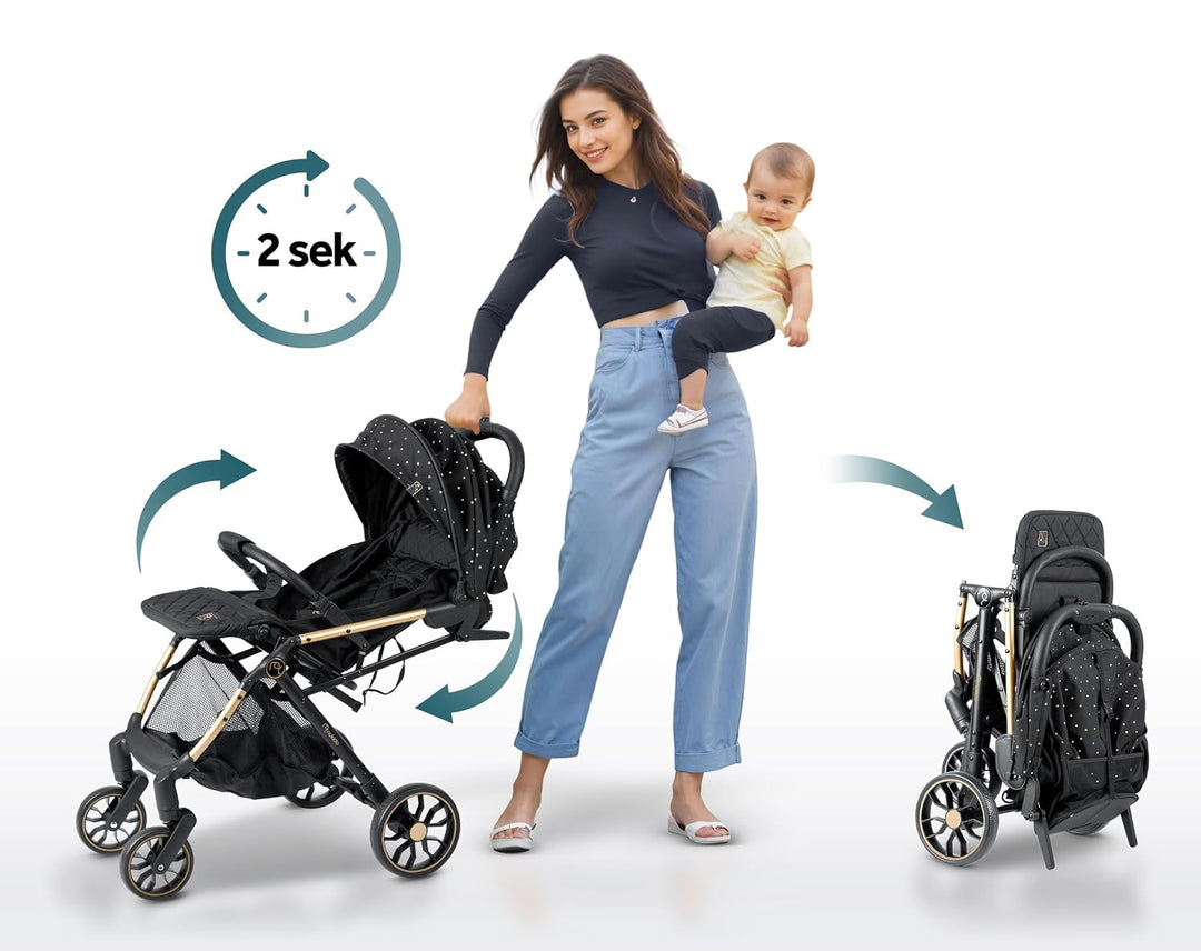 Nukido Kinder Wagen Kinderwagen Babywagen Bis 15 kg Grosse Räder Sitzbuggy Buggy Zusammenklappbar Ha