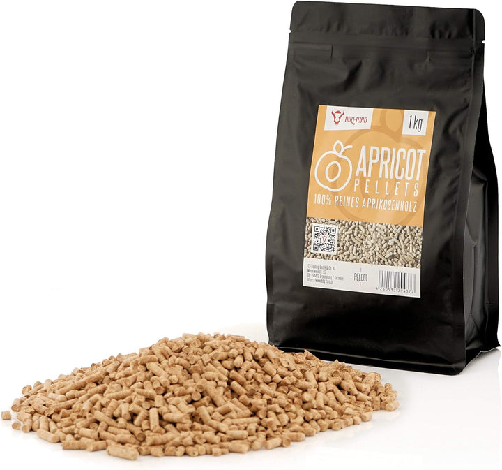 BBQ-Toro Grillpellets Aprikose aus 100% Aprikosenholz | 1 kg | Aprikosenpellets für Grill, Smoker, P