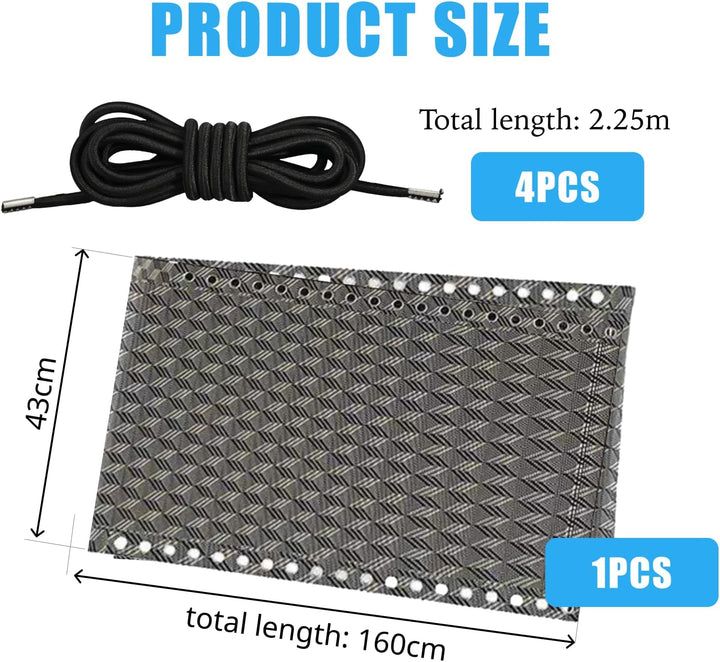 FortuneGlobe Ersatzbezug für Liegestuhl mit 4 elastischen Seilen (160 x 43 cm), Ersatzstoff für Zero