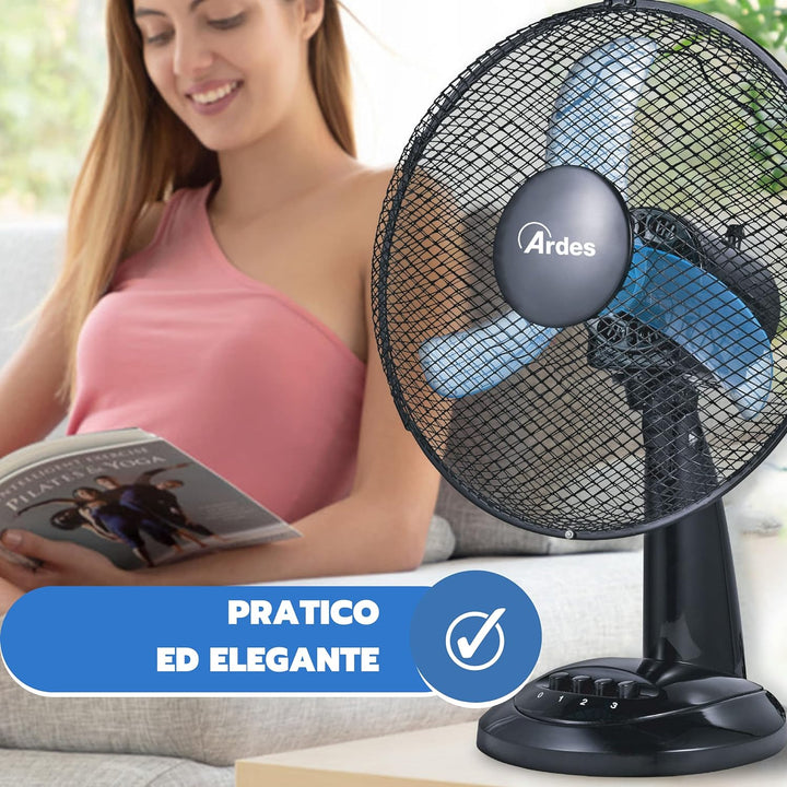 ARDES - Ardes-Tischventilator 40 cm Modell Penny, 3 Flügel, oszillierend, mit verstellbarem Neigungs