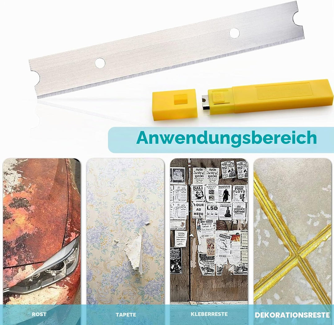EHDIS 50 Stück Ersatzklinge für Schaber 100mm, Klinge für Fenster, Tapetenschaber Klingen, Kohlensto