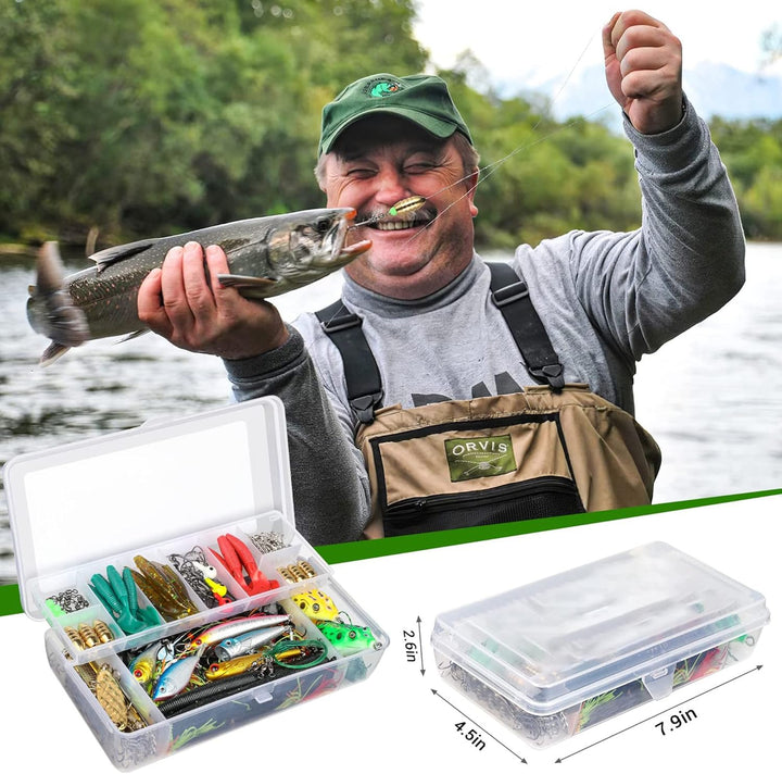 Angelköder Tackle Box Bass Fishing Kit, Salzwasser und Süsswasser Köder Angelausrüstung einschliessl