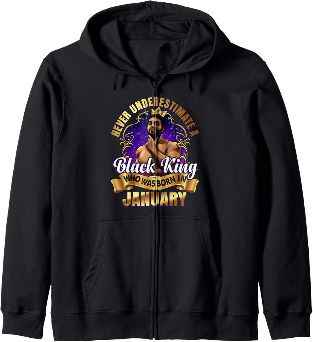 Black King Geburtstag Januar Bart Krone Ehemann Sohn Dad Kapuzenjacke
