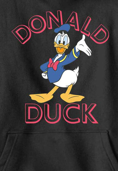 Disney Characters Duck Hello Boy's Hooded Pullover Fleece, Black, Small