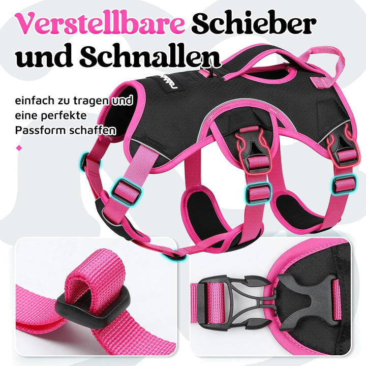rabbitgoo Ausbruchsicheres Hundegeschirr Grosse Hunde mit Griff, Anti Zug Sicherheitsgeschirr Hund A