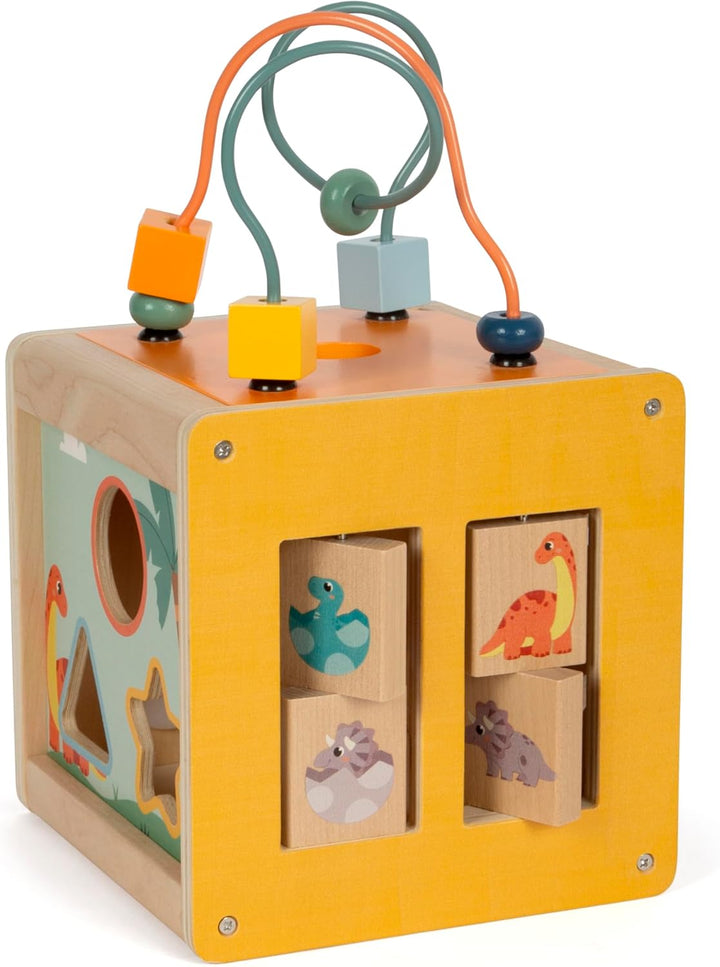 small foot Motorikwürfel „Dino“, Activity-Würfel aus FSC 100%-zertifiziertem Holz, für Kinder ab 12
