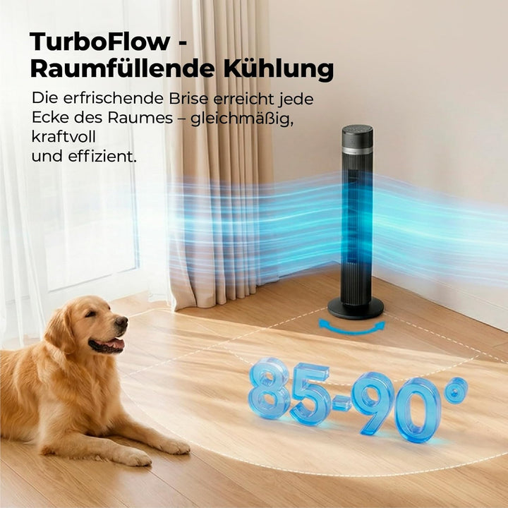 aeco AirX Zen 101 cm Höhe Turmventilator mit Fernbedienung, 85-90° Oszillation & 15H Timer, 3 Geschw
