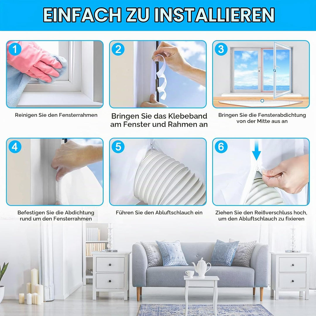 LYUNIT 560CM Fensterabdichtung für Mobile Klimageräte, Klimaanlagen,Wäschetrockner, Ablufttrockner,