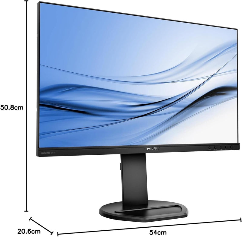 Philips 241B8QJEB - 24 Zoll FHD Monitor, höhenverstellbar (1920x1080, 60 Hz, VGA, DVI, HDMI, Display