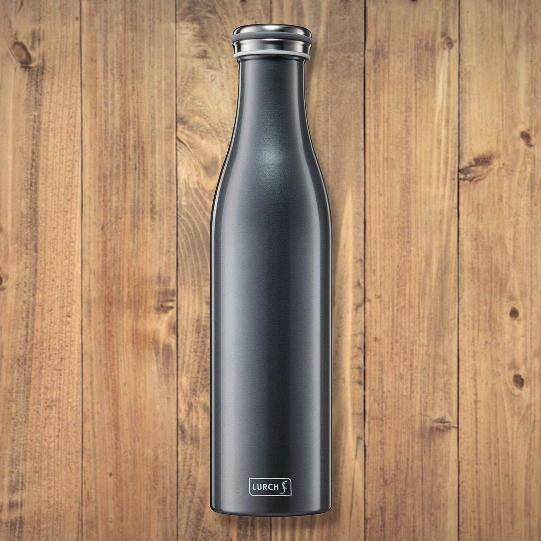 Lurch 240864 Isolierflasche/Thermoflasche für heisse und kalte Getränke aus doppelwandigem Edelstahl