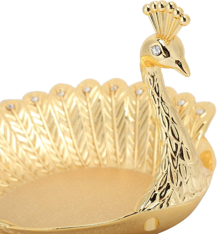 Metall-Snack-Tablett, Peacock Gold Food Serviertablett Obstschale für Heimdekorationen Ornamente