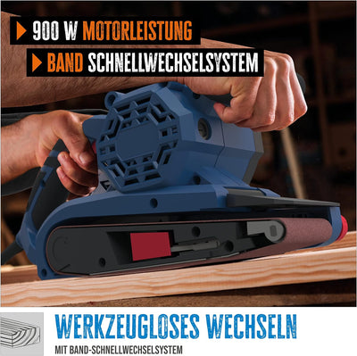 Güde 58146 BS 76-900 E Bandschleifer (230V, 76x160mm Schleiffläche, Band-Schnellwechselsystem, Einst