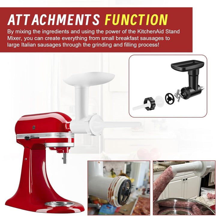 Standmixer Wurstfüller Kit Ersatz für KitchenAid FGA Food Fleischwolf Aufsatz, Wurstfüllröhren, komp