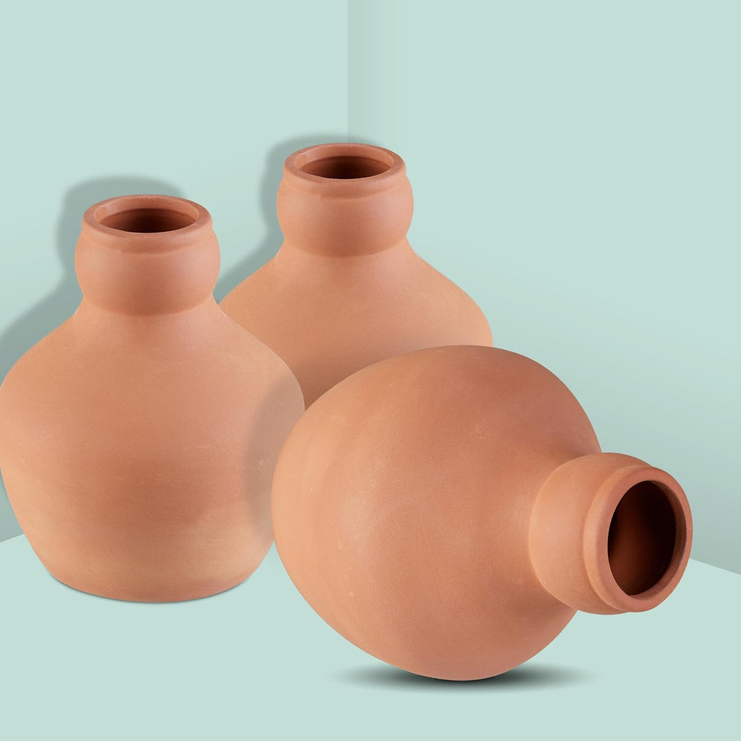 Relaxdays Ollas, 3er Set, 550 ml, Ton, wurzelnahe Bewässerung, Hochbeet & Gewächshaus, weniger Wasse