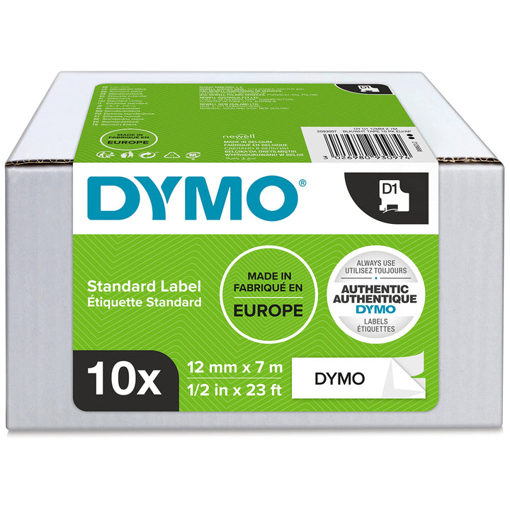 DYMO Original D1-Etikettenband | schwarz auf weiss | 12 mm x 7 m | selbstklebendes Schriftband | für