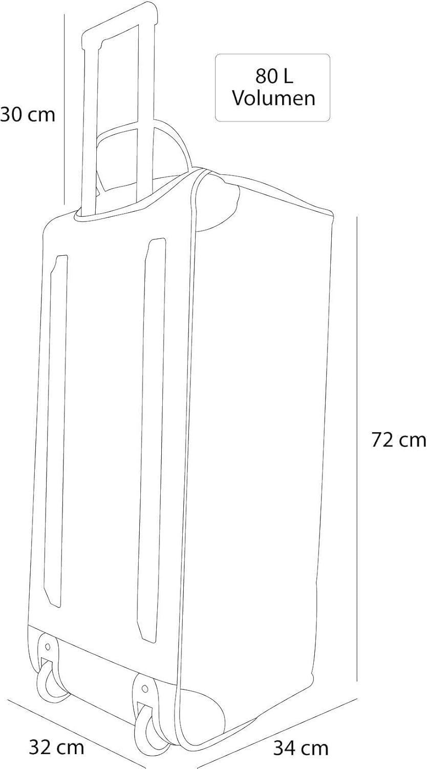 normani Reisetasche XXL Trolly mit Rollen Jumbo Travel Bag aus robustem Material Schwarz / 80 Liter