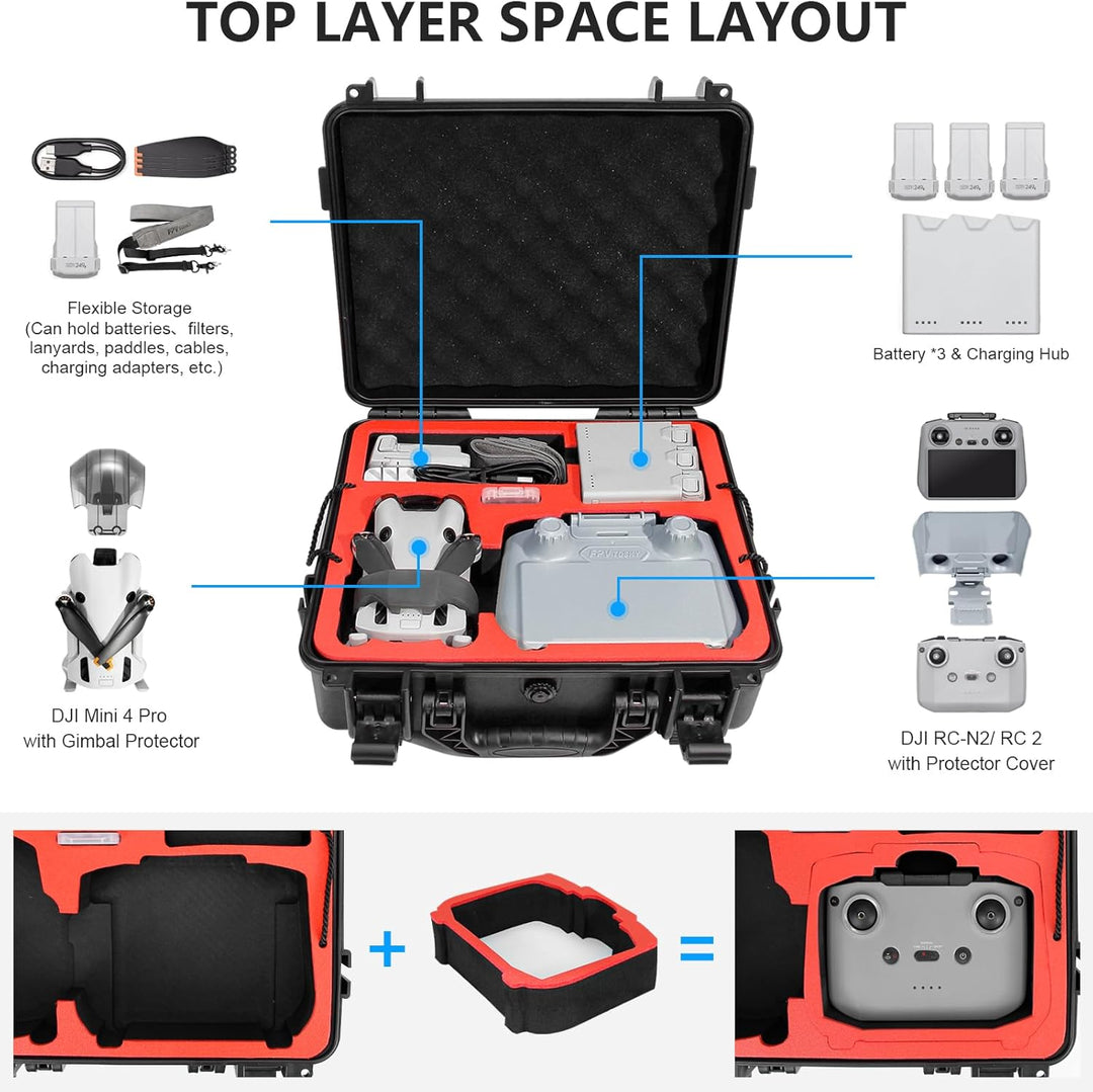 FPVtosky Drohne Mini 4 Pro Zubehör 5-IN-1 Kit, Dual Layer Mini 4 Pro Koffer, Landepad, Lanyard, Bild