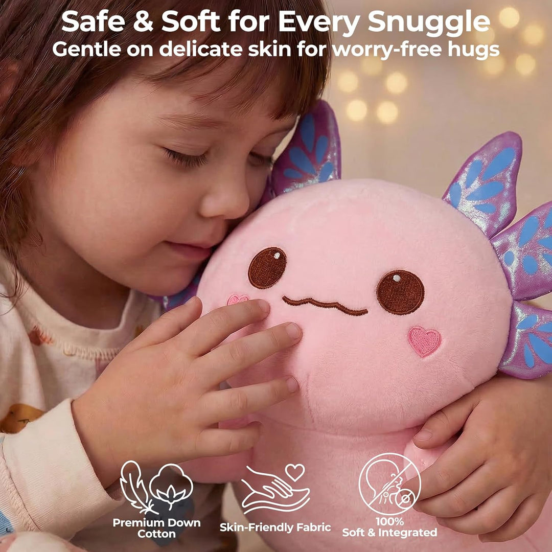 Mewaii Süsses Axolotl Plüschtier 33CM Kawaii Plüschkissen, Axolotl Kuscheltier Weiches Plüschkissen