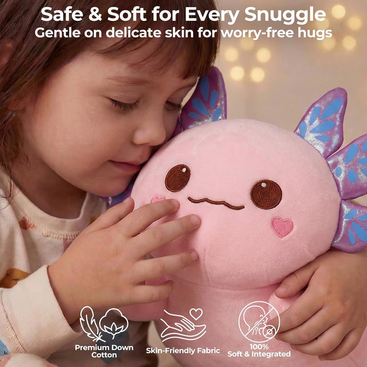 Mewaii Süsses Axolotl Plüschtier 33CM Kawaii Plüschkissen, Axolotl Kuscheltier Weiches Plüschkissen