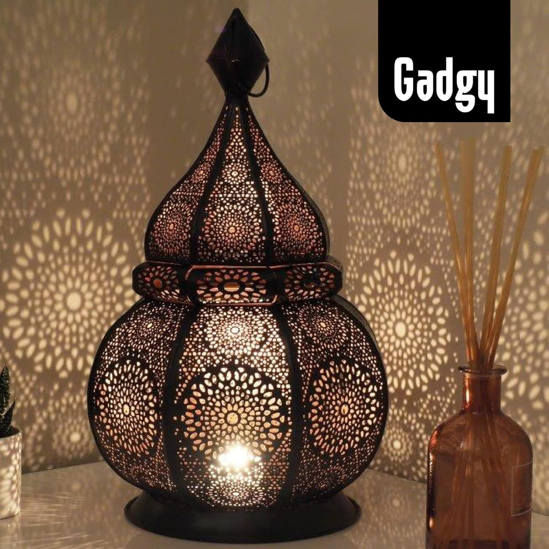 Gadgy Orientalische Lampe Metall | Marokkanisches Windlicht mit Schatteneffekt | Orientalische Deko