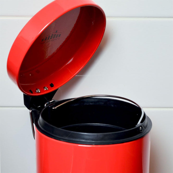 Harbour Housewares Runde Badezimmerpedalbehälter - 3L - Rot, rot