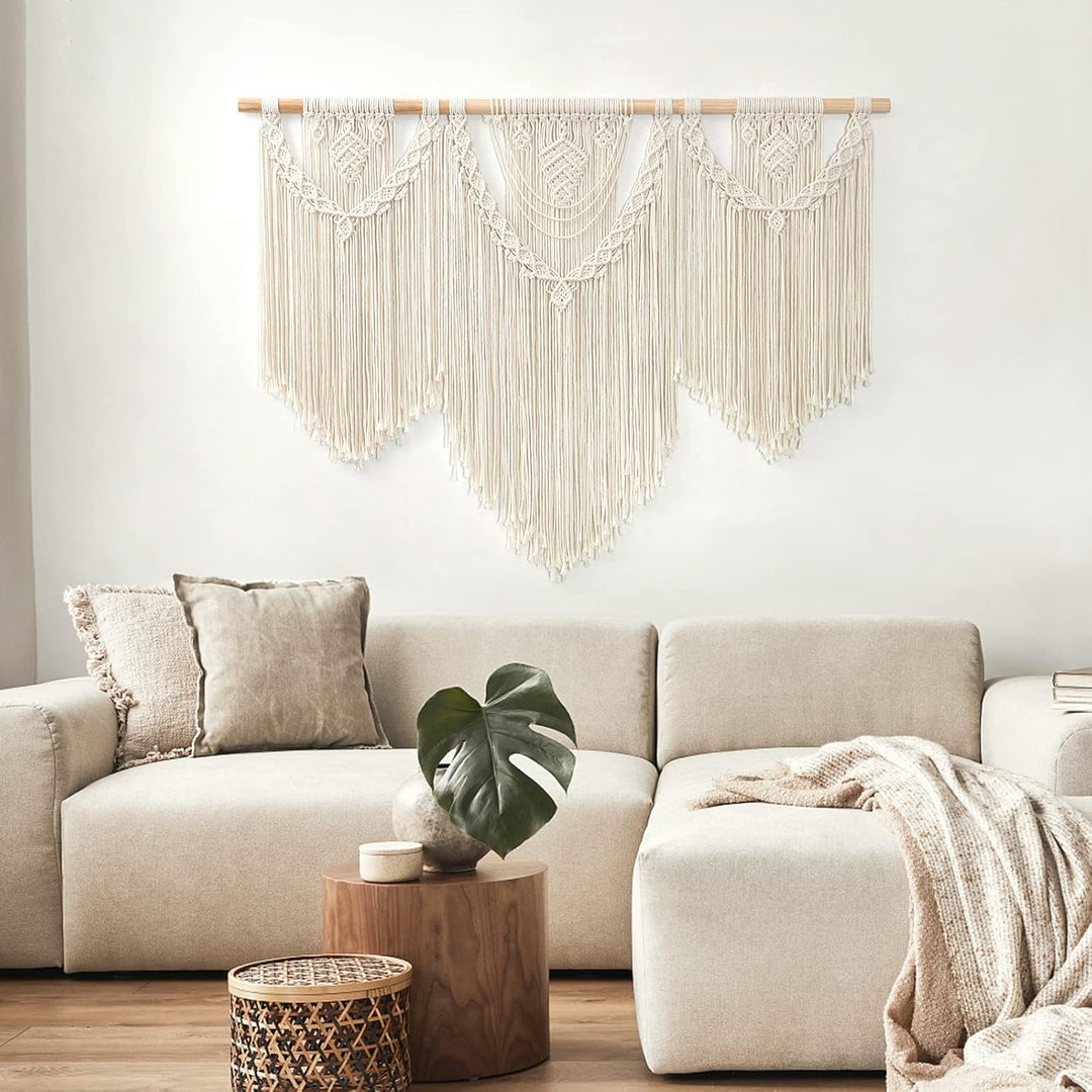 Dremisland Makramee Wandbehang Grosser Boho Gewebter Wandteppich Blatt Quaste Wand Tapisserie Böhmis