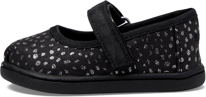 TOMS Mädchen Tiny Mary Jane Sneaker 19.5 EU Black Foil Dot Microfiber, 19.5 EU Black Foil Dot Microf