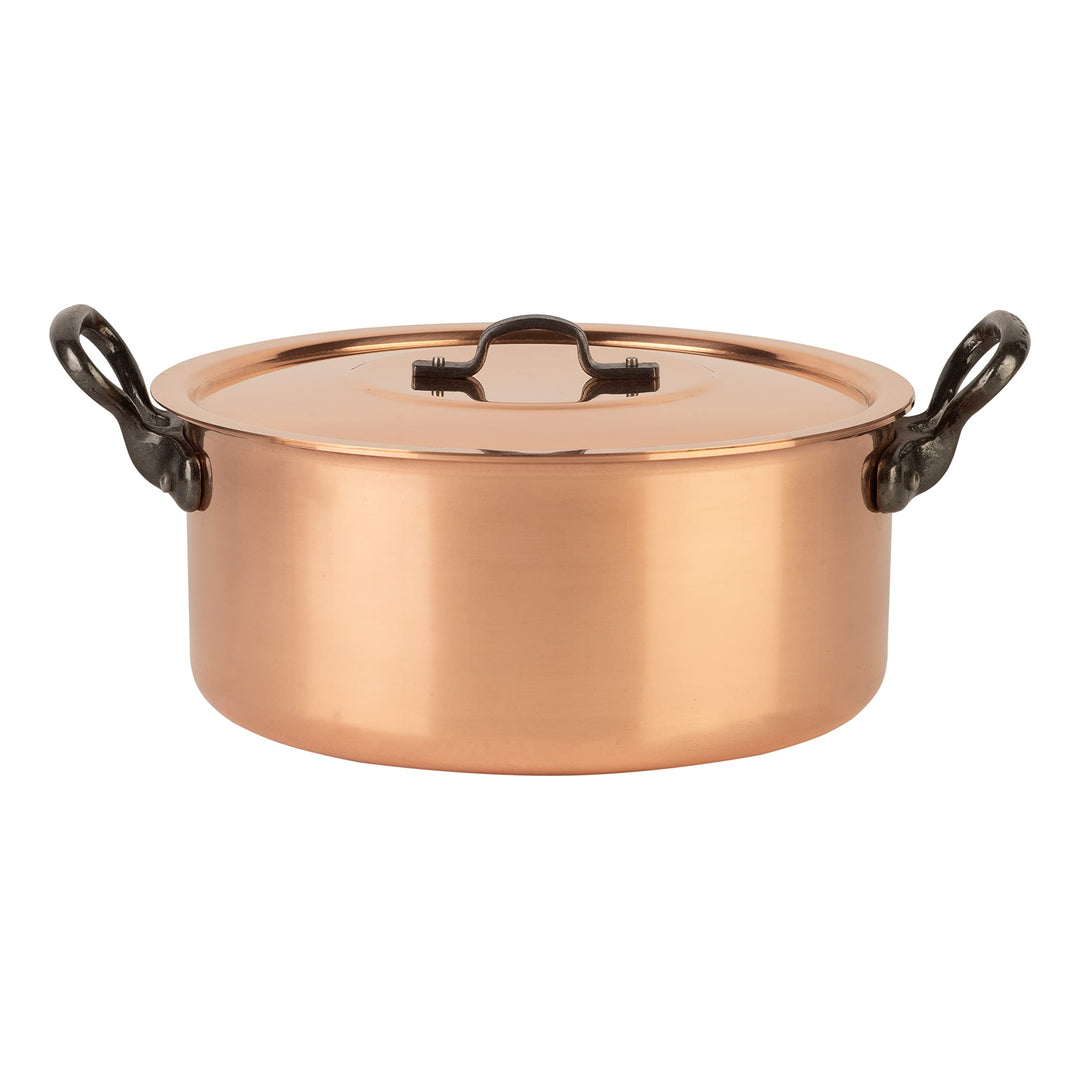 Cuisine Romefort | Kupfertopf verzinnt mit Gusseisengriff und Deckel Ø 24 cm | traditioneller Schmor