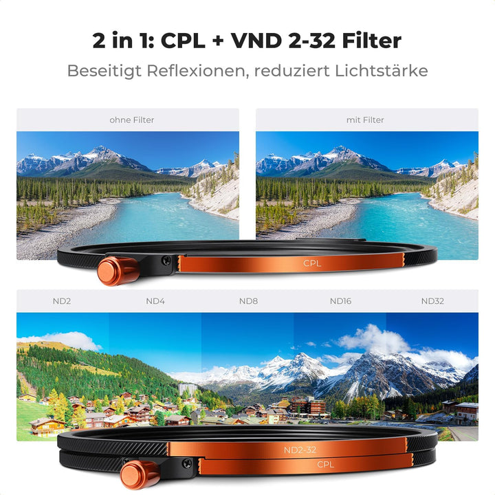 K&F CONCEPT Magnetic Filter Set 72mm Magnetisches Schnellwechsel System Quick Swap System Polfilter(