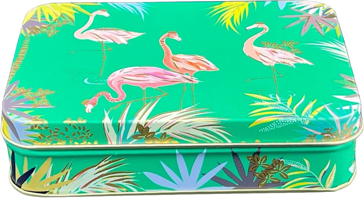 Geschenkdose Design Sara Miller - Liebevoll gestaltete rechteckige Bonbondose - Motiv Flamingo - Bon